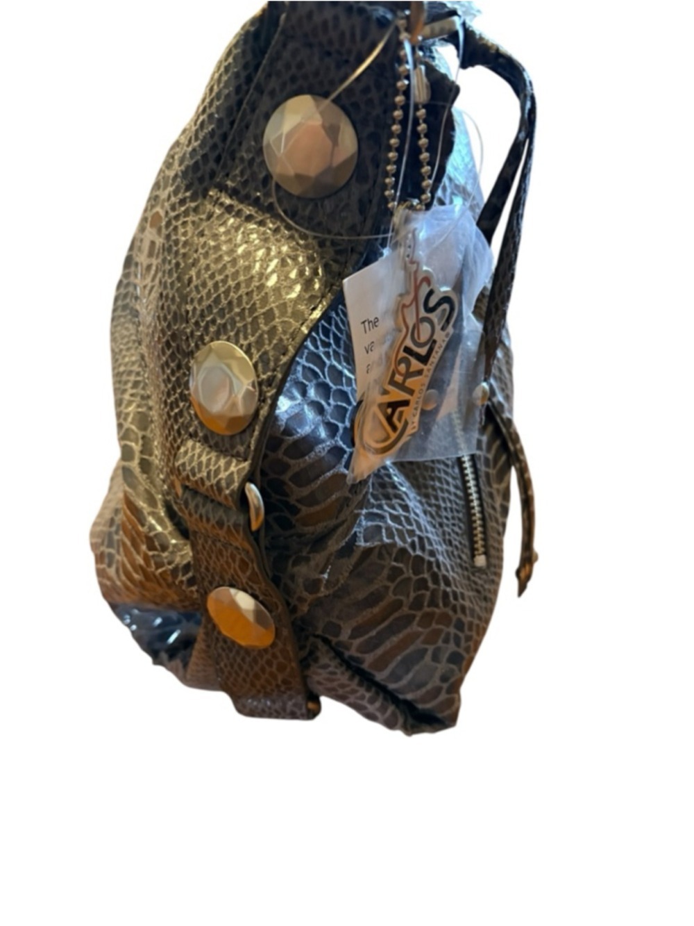 Carlos Santana Gray Snake Print Hobo Shoulder Bag with Red Lining - Picture 5 of 14